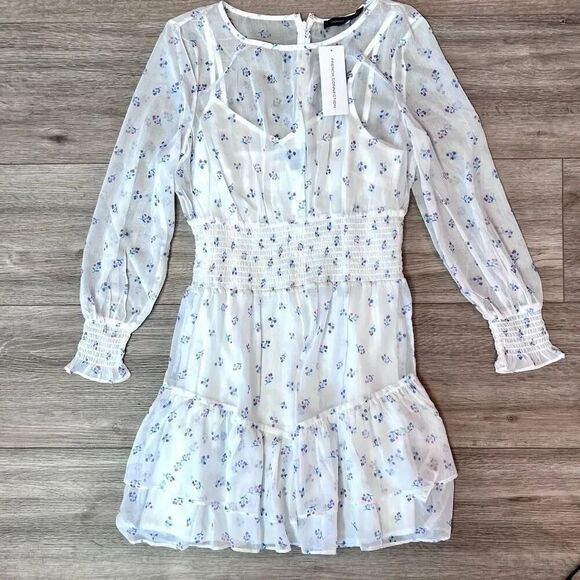 French‎ Connection Women's Summer White Cecilia Hallie Mini Dress Small NWT - Picture 1 of 14